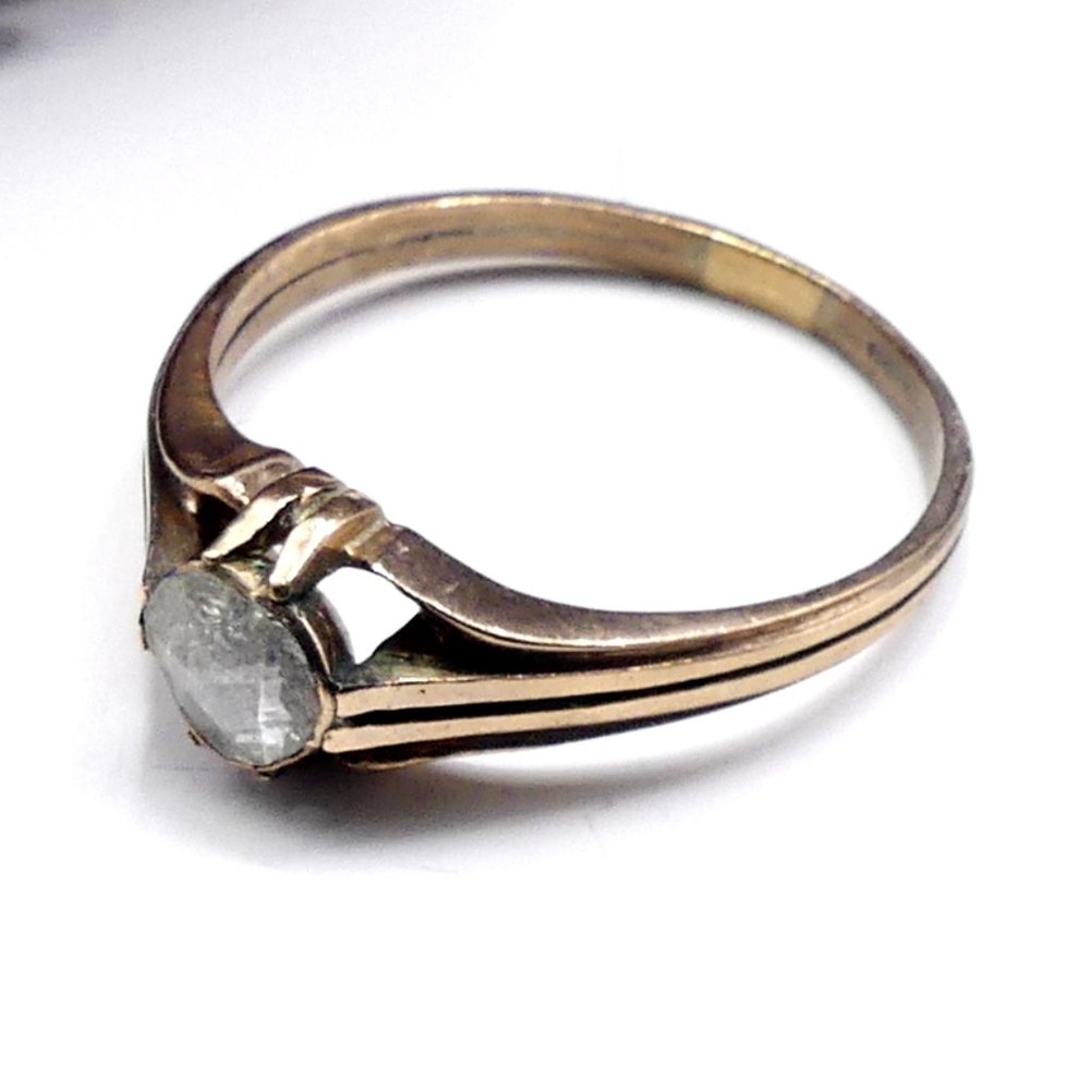 Antique 10k gold Georgian rose cut diamond foil ba - Picture 2 of 14